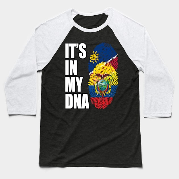 Ecuadorian And Namibian Mix DNA Flag Heritage Baseball T-Shirt by Just Rep It!!